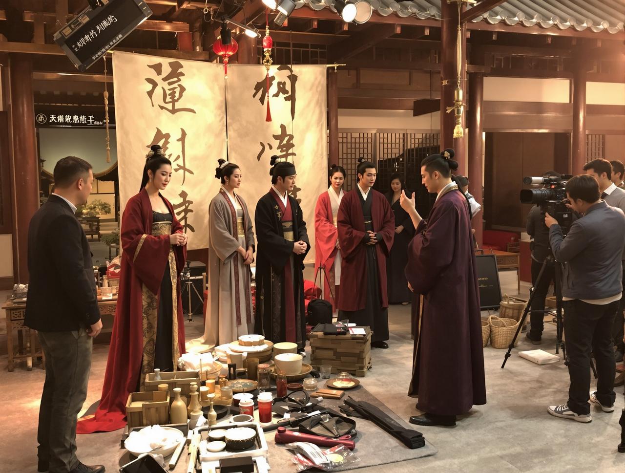 吃瓜观看 - 古装剧拍摄现场传统服饰和道具布景